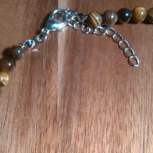 Tiger's eye and Brown Glass Beaded Necklace - Picture 5 of 8